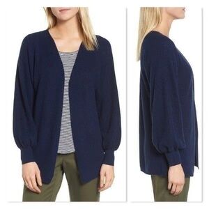 Nordstrom Signature Blouson Sleeve Cashmere Cardigan - size medium in navy